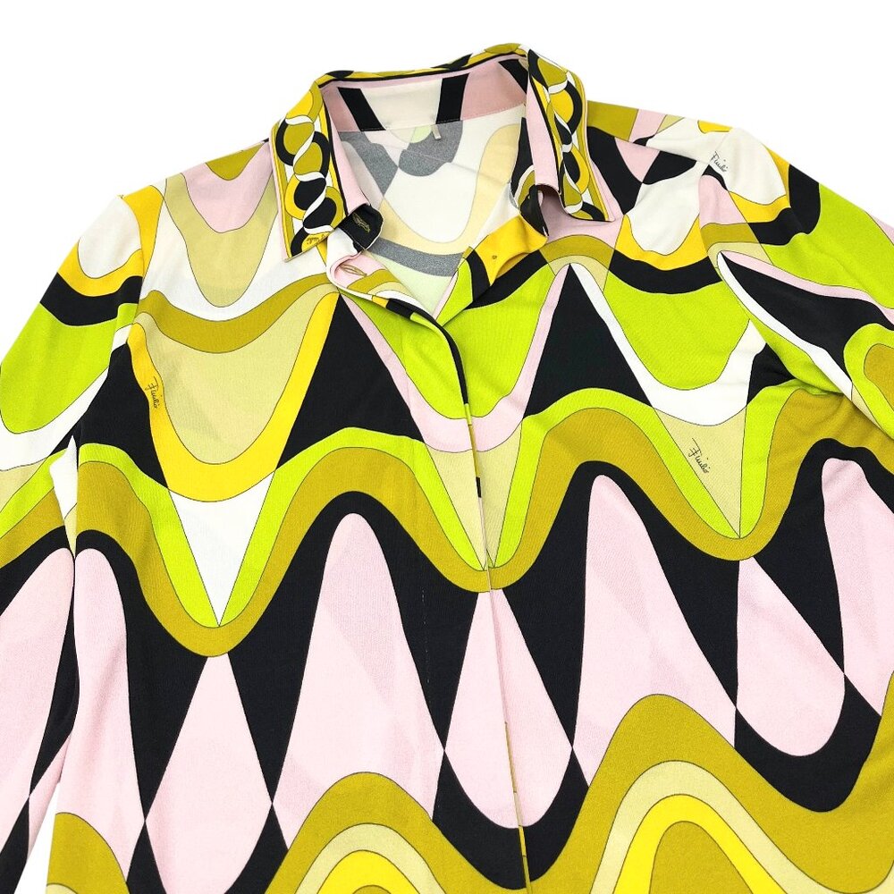 EMILIO PUCCI Vintage Logo Multicolor Shirt Pants Set #38 Button Zip [106008] - Picture 7 of 16
